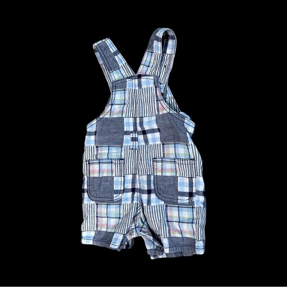 BOYS GYMBOREE OVERALLS WITH BUTTON SNAPS AT BOTTOM 6-12 MOS NWOT PLAID - Picture 2 of 4